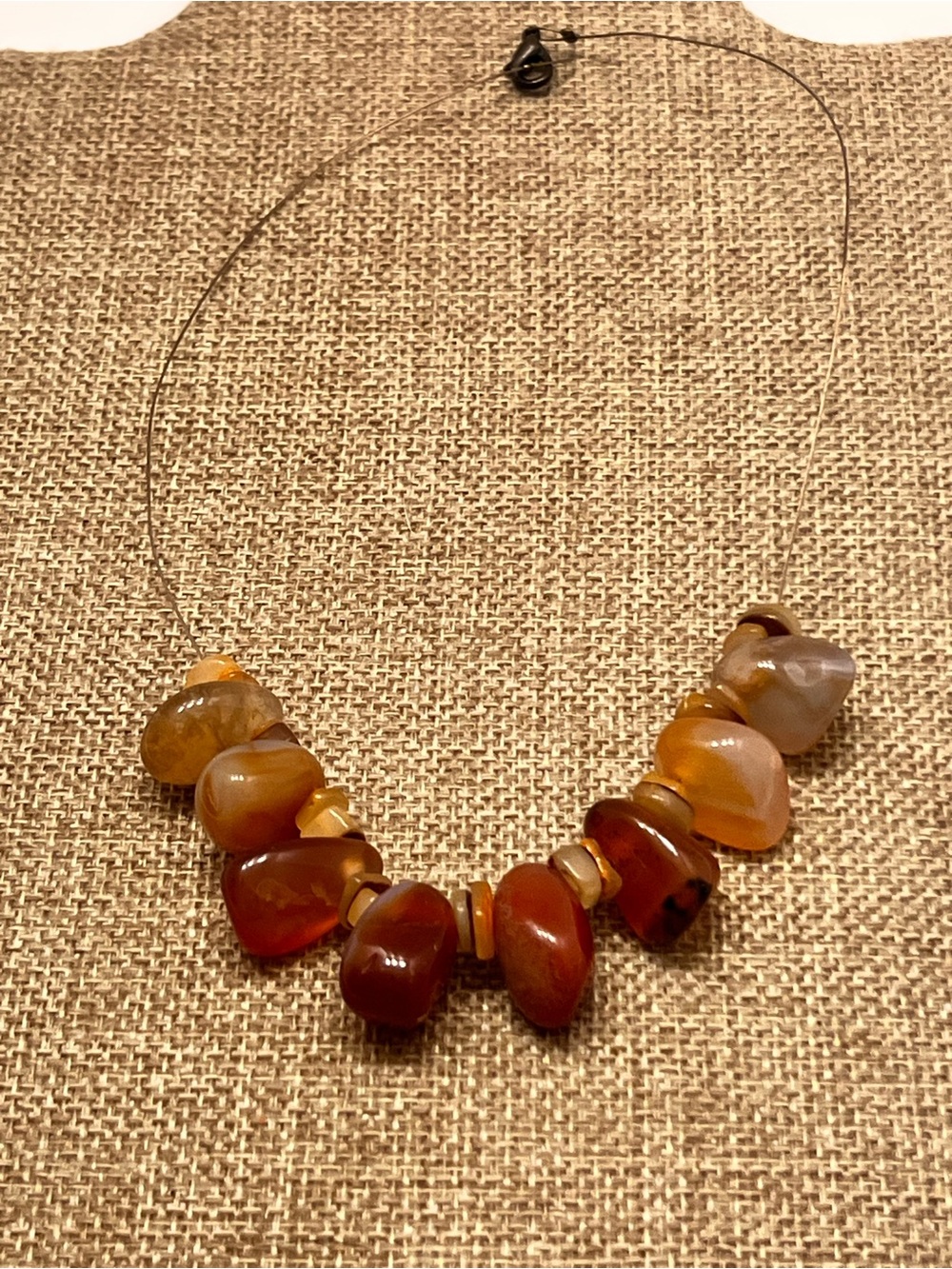 Carnelian Stone Necklace in Warm Orange and Brown Tones